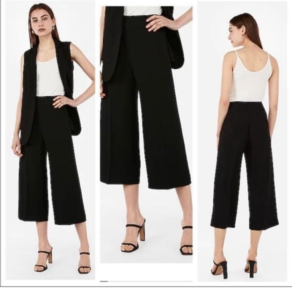 Express Cropped Culottes High Rise Navy Blue